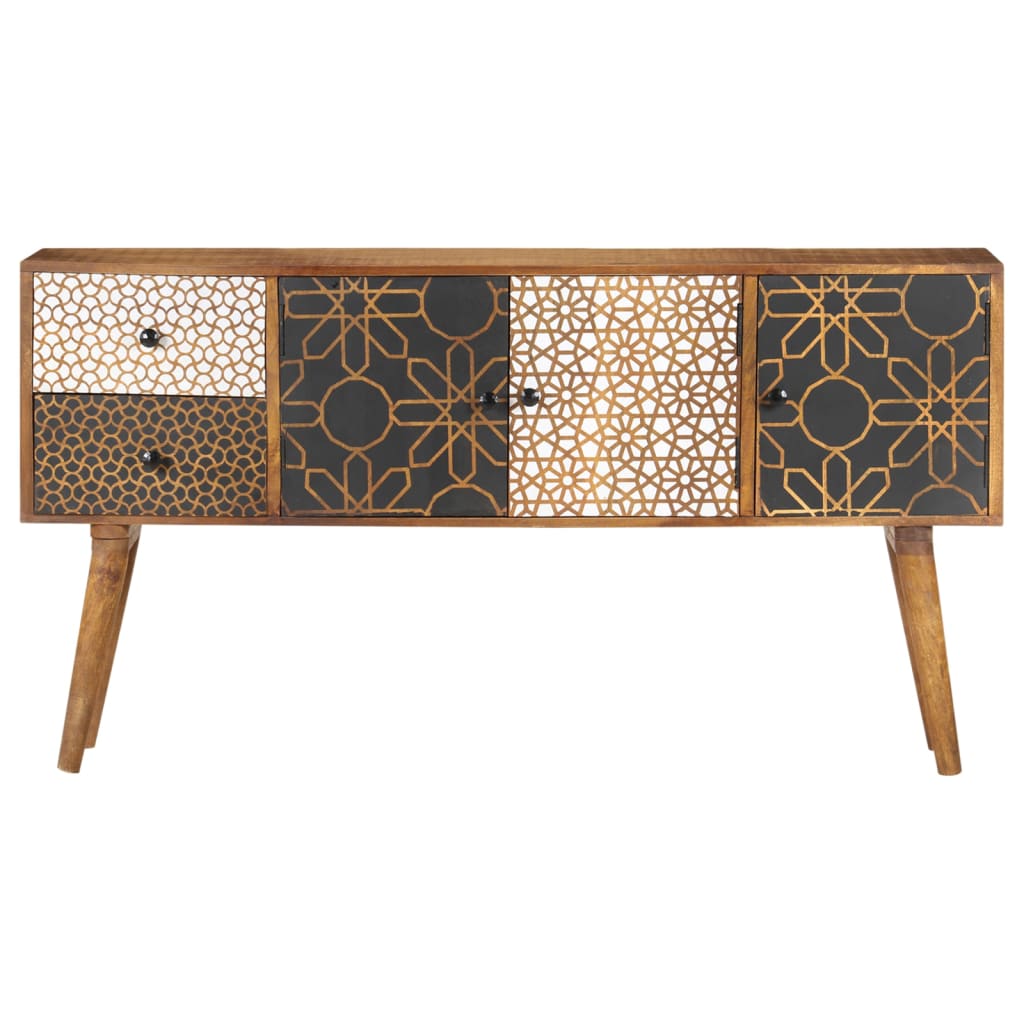 Sideboard Mit Druckmuster 130×30×70 Cm Massivholz Mango 130 x 30 x 70 cm - Fuer Daheim