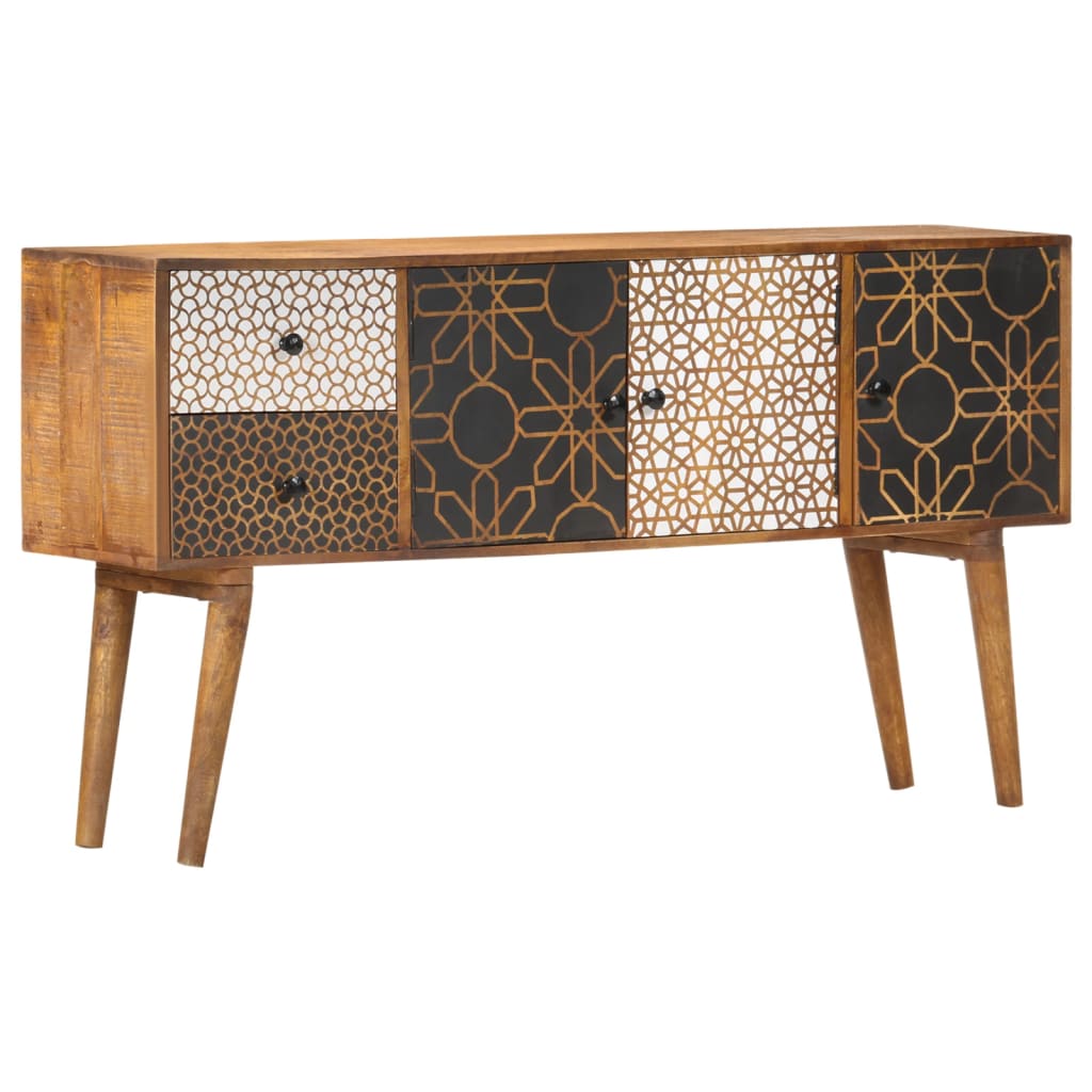 Sideboard Mit Druckmuster 130×30×70 Cm Massivholz Mango 130 x 30 x 70 cm - Fuer Daheim