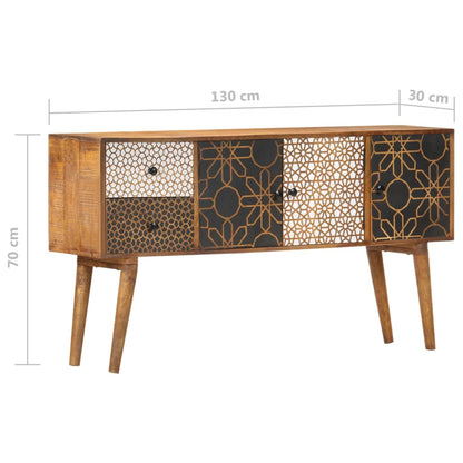 Sideboard Mit Druckmuster 130×30×70 Cm Massivholz Mango 130 x 30 x 70 cm - Fuer Daheim