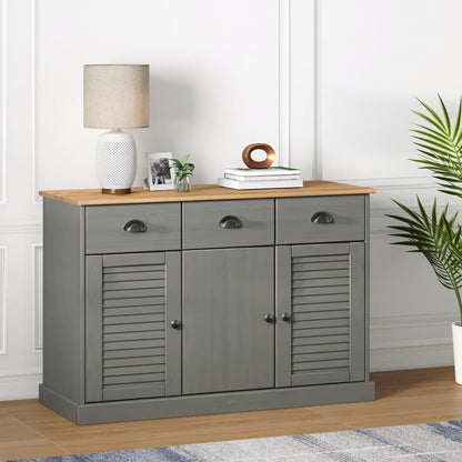 Sideboard Mit Schubladen Vigo 113X40X75 Cm Massivholz Kiefer Grau - Fuer Daheim