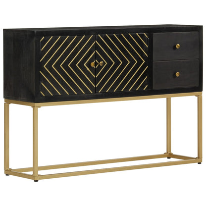 Sideboard Schwarz Und Golden 110X30X75 Cm Massivholz Mango - Fuer Daheim