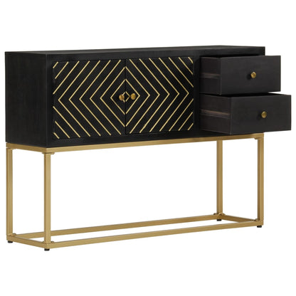 Sideboard Schwarz Und Golden 110X30X75 Cm Massivholz Mango - Fuer Daheim