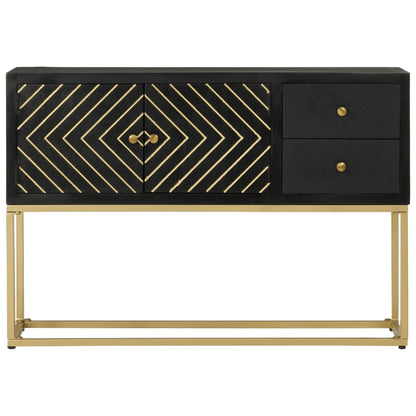 Sideboard Schwarz Und Golden 110X30X75 Cm Massivholz Mango - Fuer Daheim