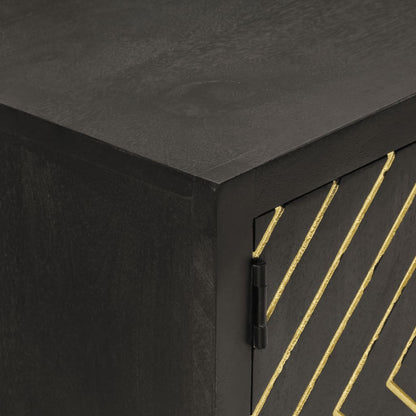 Sideboard Schwarz Und Golden 110X30X75 Cm Massivholz Mango - Fuer Daheim