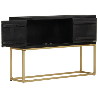 Sideboard Schwarz Und Golden 110X30X75 Cm Massivholz Mango - Fuer Daheim