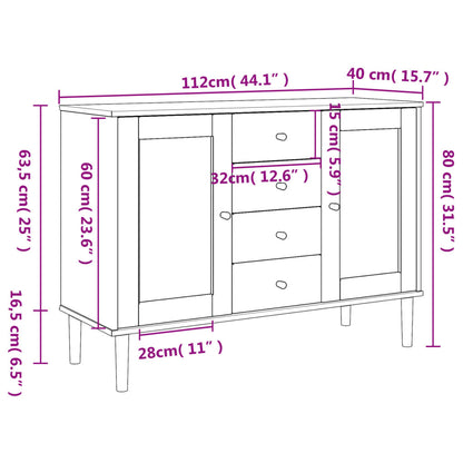 Sideboard Senja Rattan-Optik Braun 112X40X80 Cm Kiefernholz - Fuer Daheim