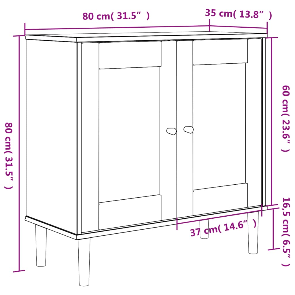 Sideboard Senja Rattan-Optik Braun 80X35X80 Cm Kiefernholz 1 - Fuer Daheim