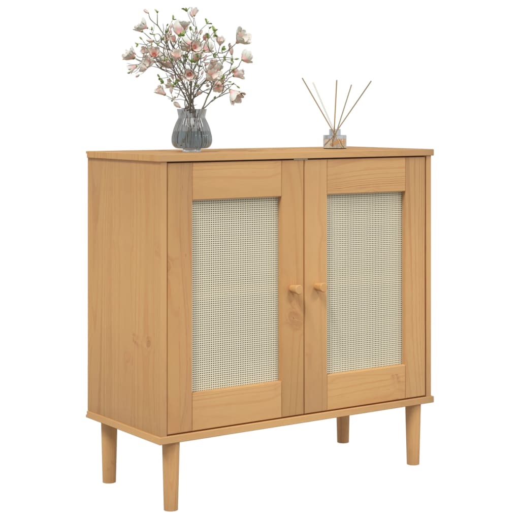 Sideboard Senja Rattan-Optik Braun 80X35X80 Cm Kiefernholz 1 - Fuer Daheim