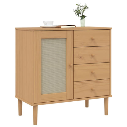 Sideboard Senja Rattan-Optik Braun 80X40X80 Cm Kiefernholz 1 - Fuer Daheim