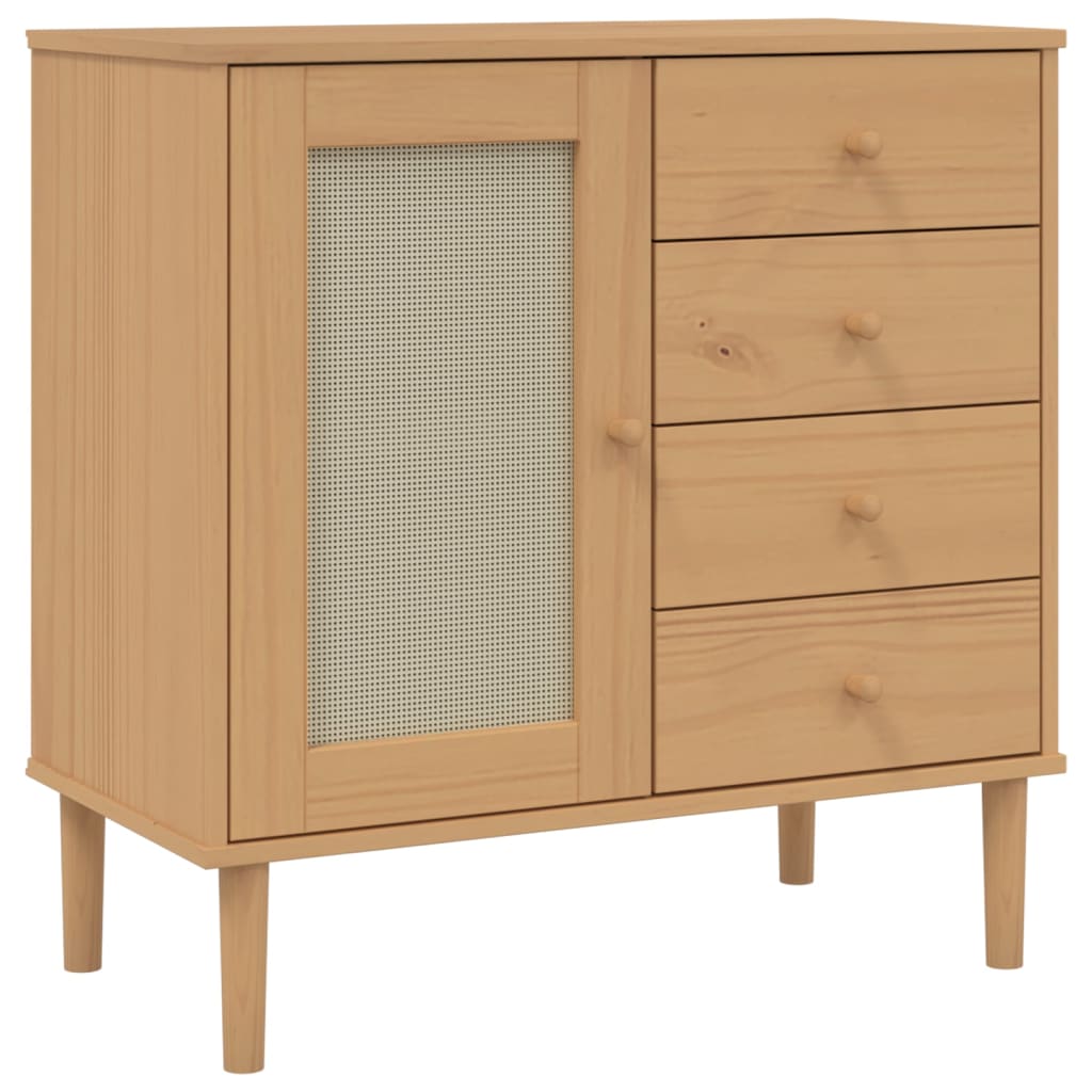 Sideboard Senja Rattan-Optik Braun 80X40X80 Cm Kiefernholz 1 - Fuer Daheim