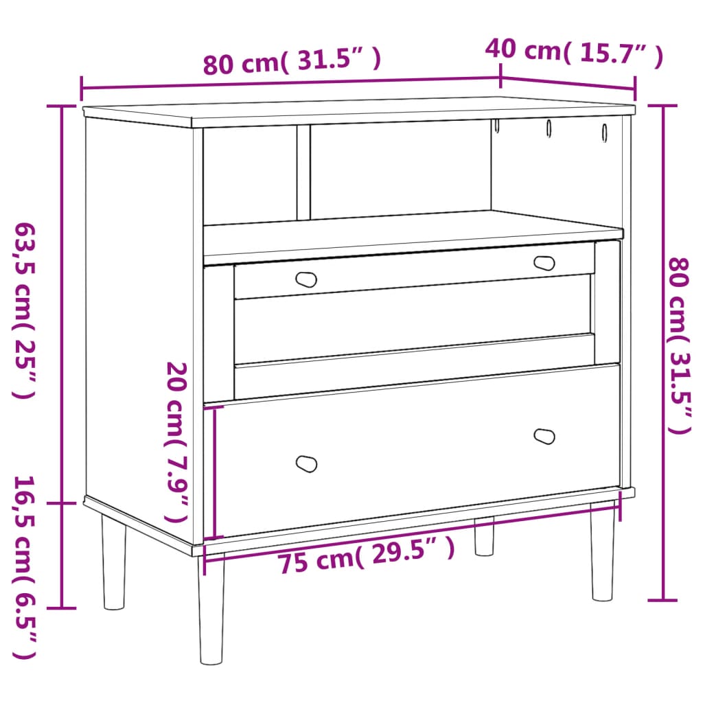 Sideboard Senja Rattan-Optik Braun 80X40X80 Cm Kiefernholz 1 - Fuer Daheim