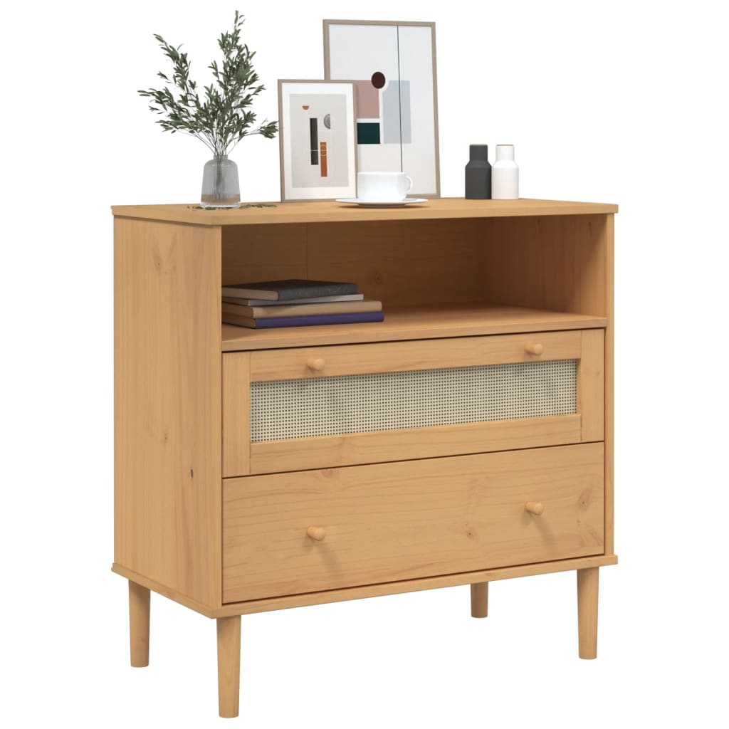 Sideboard Senja Rattan-Optik Braun 80X40X80 Cm Kiefernholz 1 - Fuer Daheim