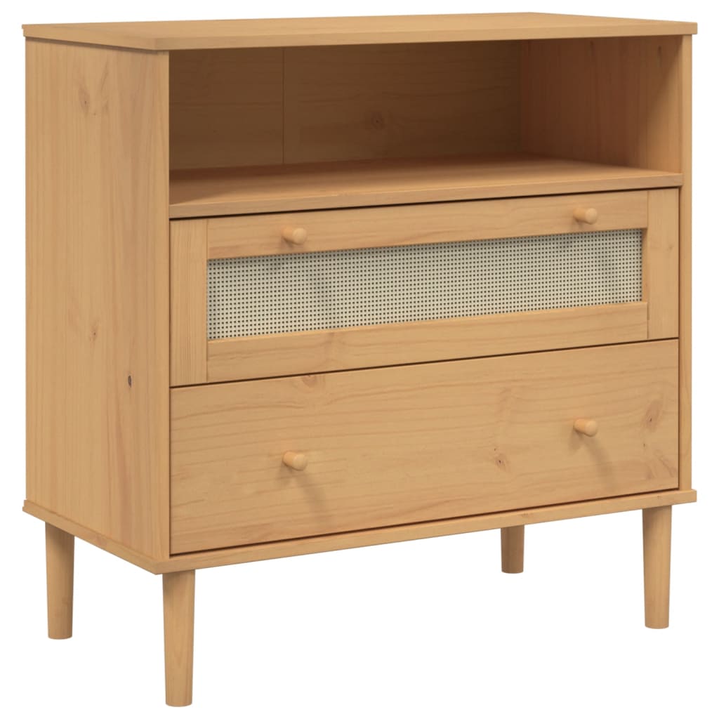 Sideboard Senja Rattan-Optik Braun 80X40X80 Cm Kiefernholz 1 - Fuer Daheim