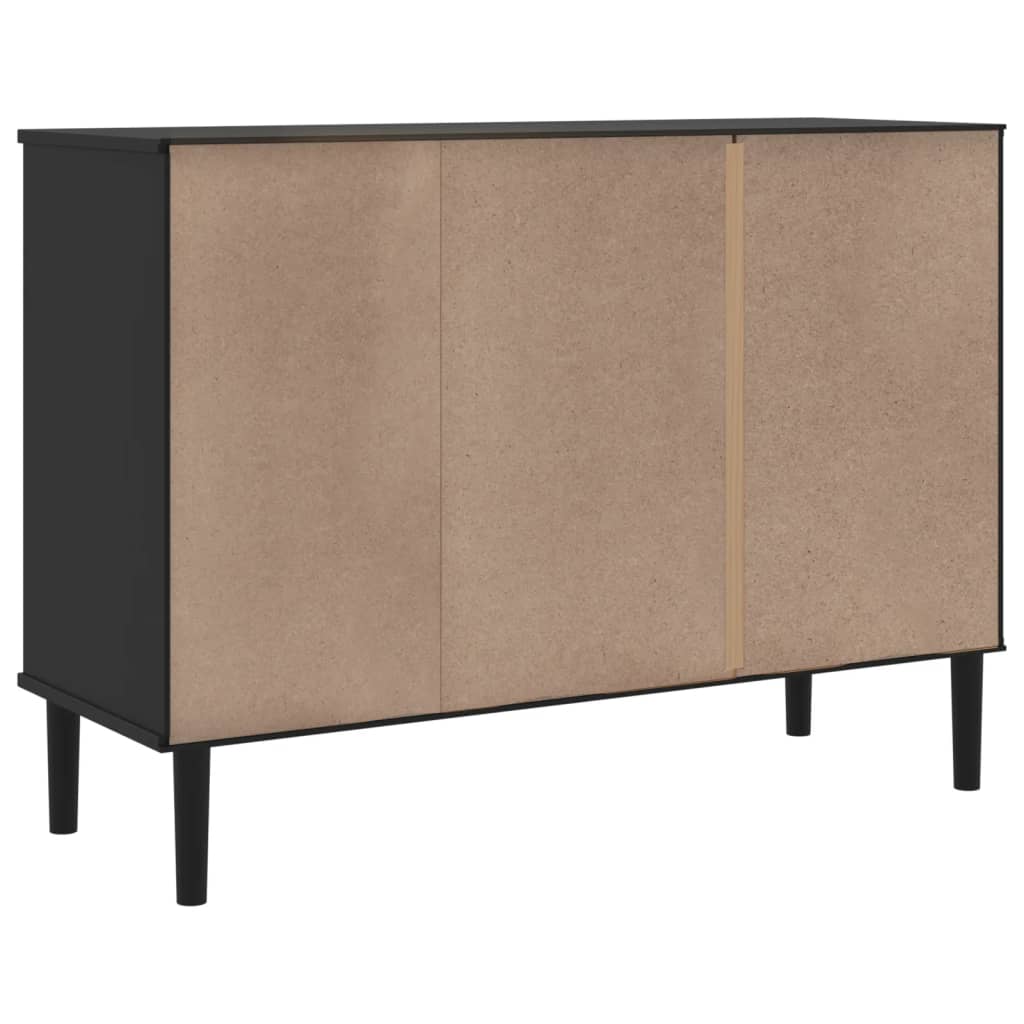 Sideboard Senja Rattan-Optik Schwarz 112X40X80 Cm Kiefernholz - Fuer Daheim