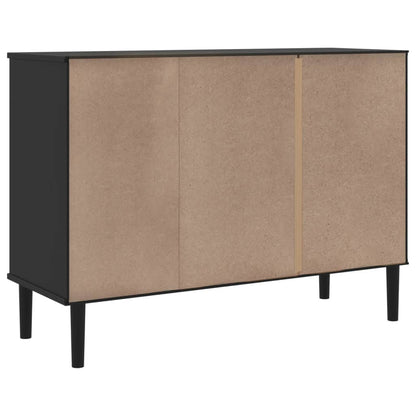 Sideboard Senja Rattan-Optik Schwarz 112X40X80 Cm Kiefernholz - Fuer Daheim