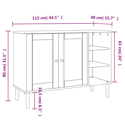 Sideboard Senja Rattan-Optik Schwarz 112X40X80 Cm Kiefernholz - Fuer Daheim