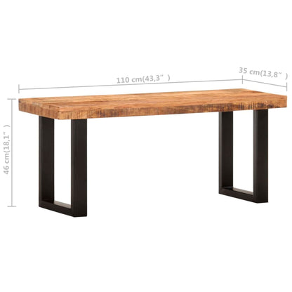 Sitzbank 110 Cm Raues Mango-Massivholz Und Stahl - Fuer Daheim