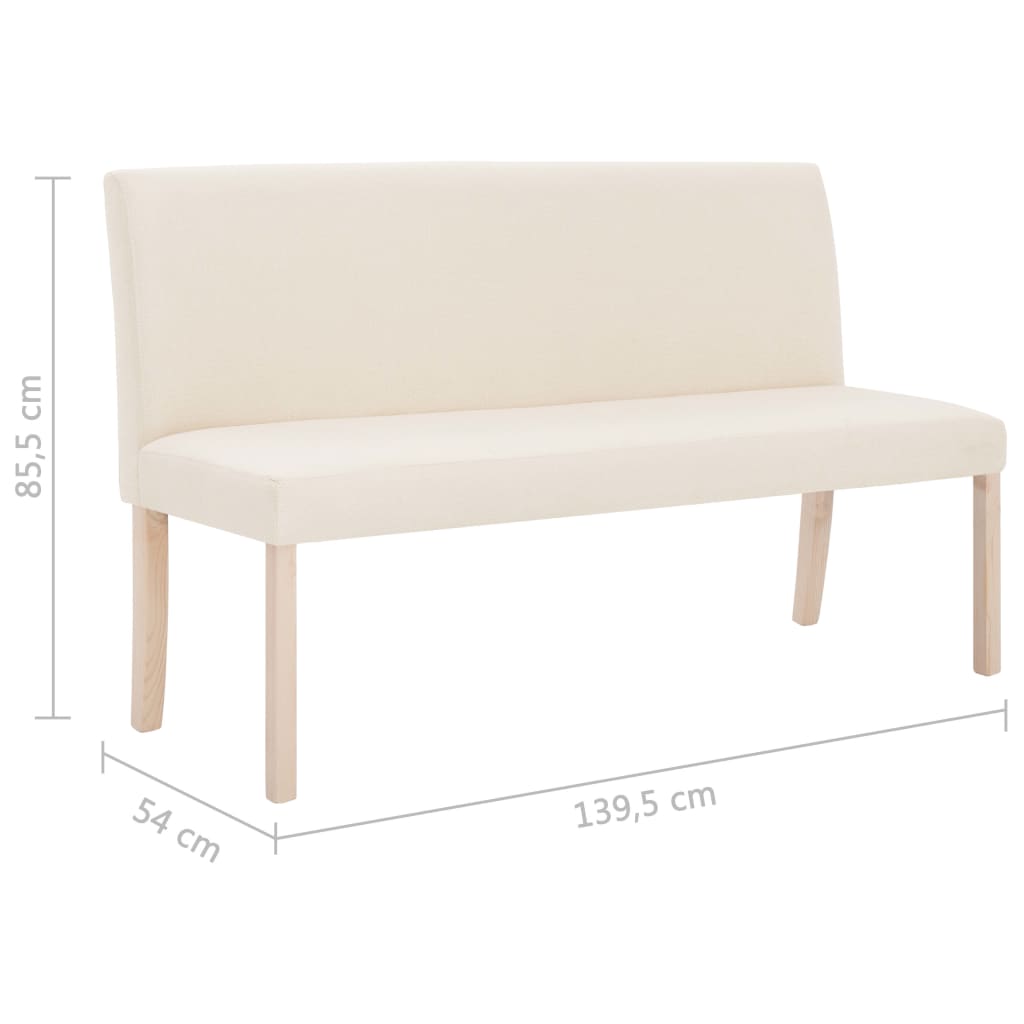 Sitzbank 139,5 Cm Cremeweiß Polyester - Fuer Daheim