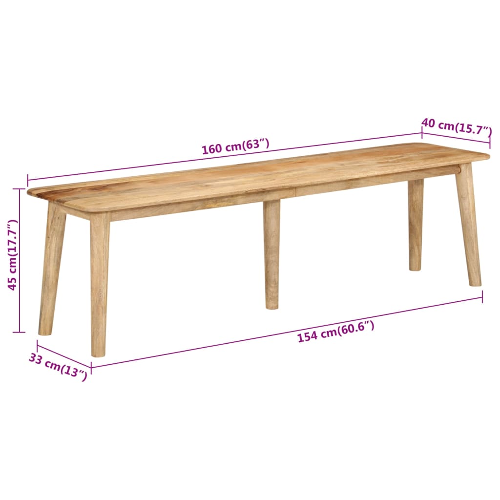 Sitzbank 160X40X45 Cm Massivholz Mango - Fuer Daheim