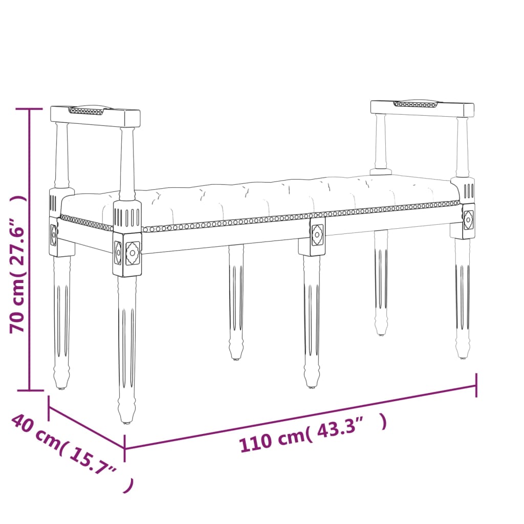 Sitzbank Beige 110X40X70 Cm Leinen - Fuer Daheim