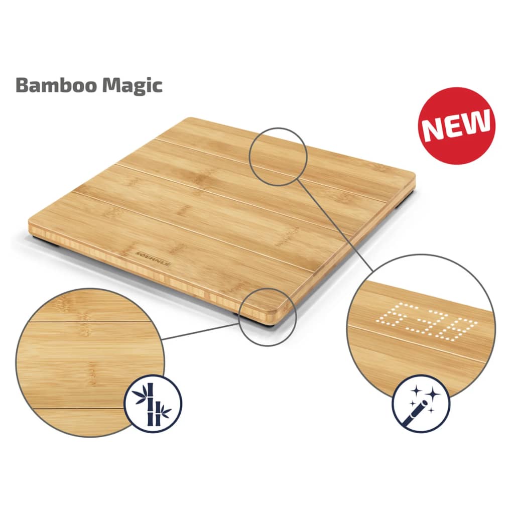 Soehnle Personenwaage Style Sense Bamboo Magic 180 Kg - Fuer Daheim