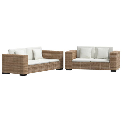 Sofa-Set 2-Sitzer Und 3-Sitzer Echtes Rattan Braun 2-Sitzer + 3-Sitzer - Fuer Daheim