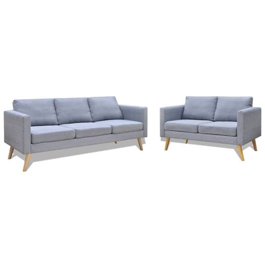 Sofa Set 2-Sitzer Und 3-Sitzer Stoff Hellgrau 2-Sitzer + 3-Sitzer - Fuer Daheim