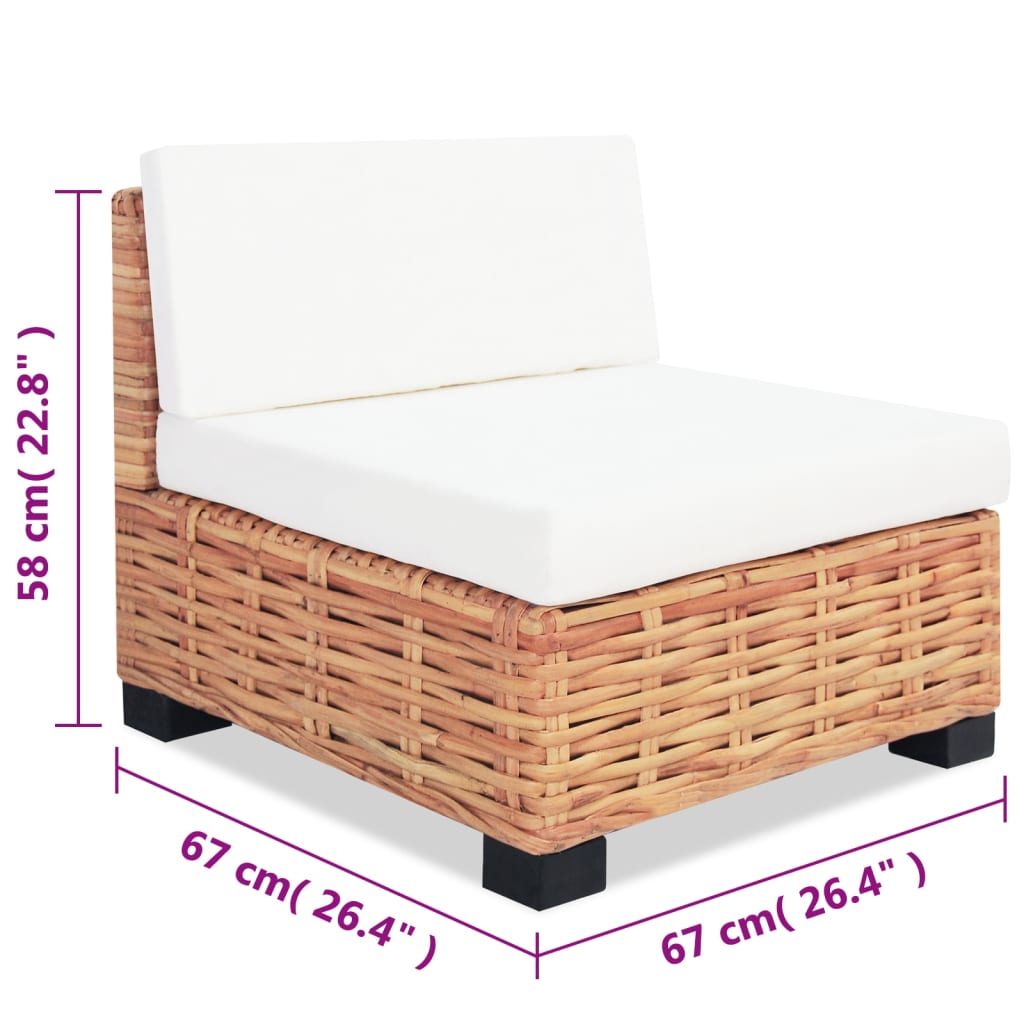 Sofagarnitur 14-Tlg. Natürliches Rattan 2x Eckteil + Mittelteil + Fußstütze + Tisch - Fuer Daheim