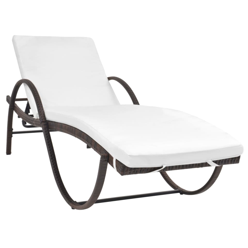 Sonnenliege Mit Auflage & Tisch Poly Rattan Braun - Fuer Daheim