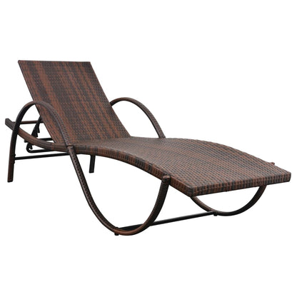 Sonnenliege Mit Auflage & Tisch Poly Rattan Braun - Fuer Daheim