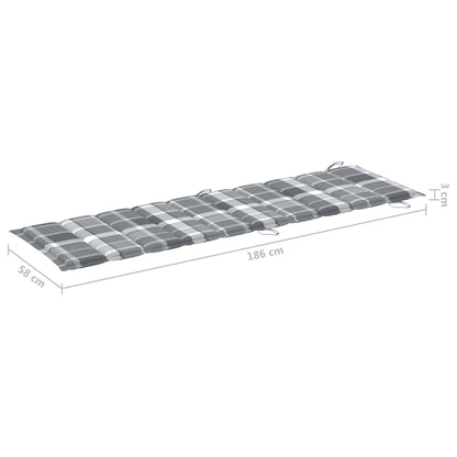 Sonnenliege Mit Tisch Und Auflage Massivholz Akazie Graues Karomuster 1 Sonnenliege mit Tisch - Fuer Daheim