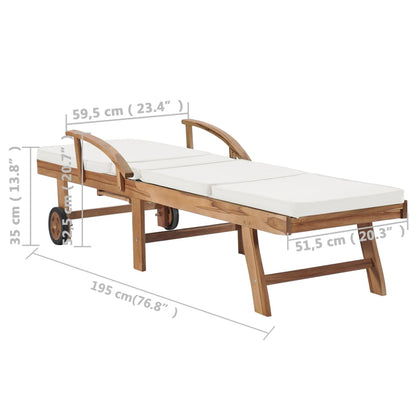 Sonnenliegen Mit Auflagen 2 Stk. Massivholz Teak Creme - Fuer Daheim