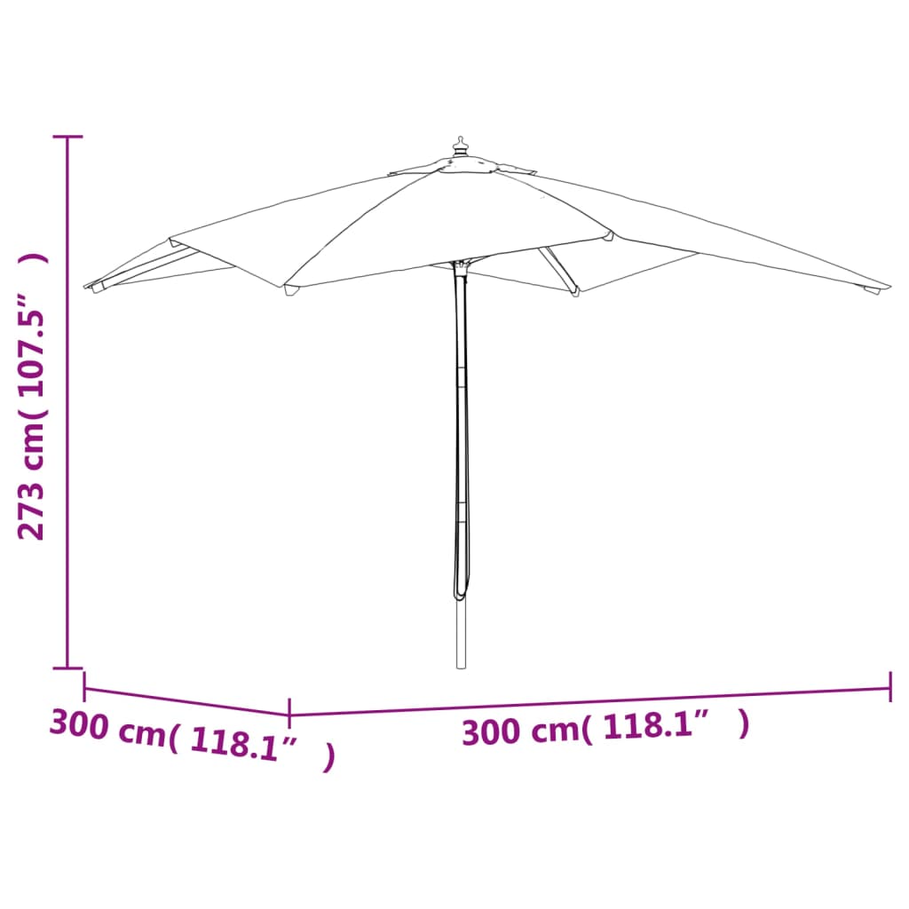 Sonnenschirm Mit Holzmast Anthrazit 300X300X273 Cm - Fuer Daheim