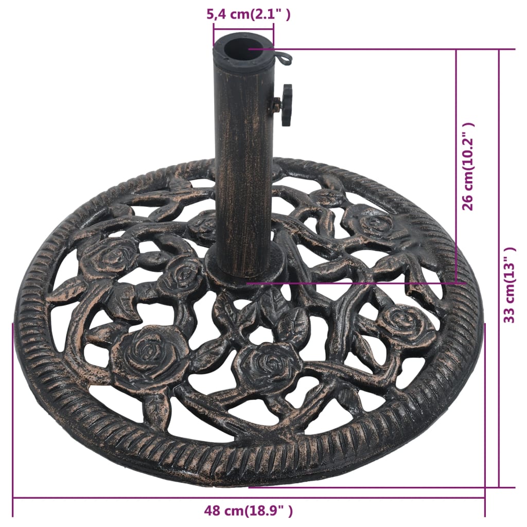 Sonnenschirmständer Bronze 12 Kg 48 Cm Gusseisen Bronzefarben 48 x 48 x 33 cm - Fuer Daheim