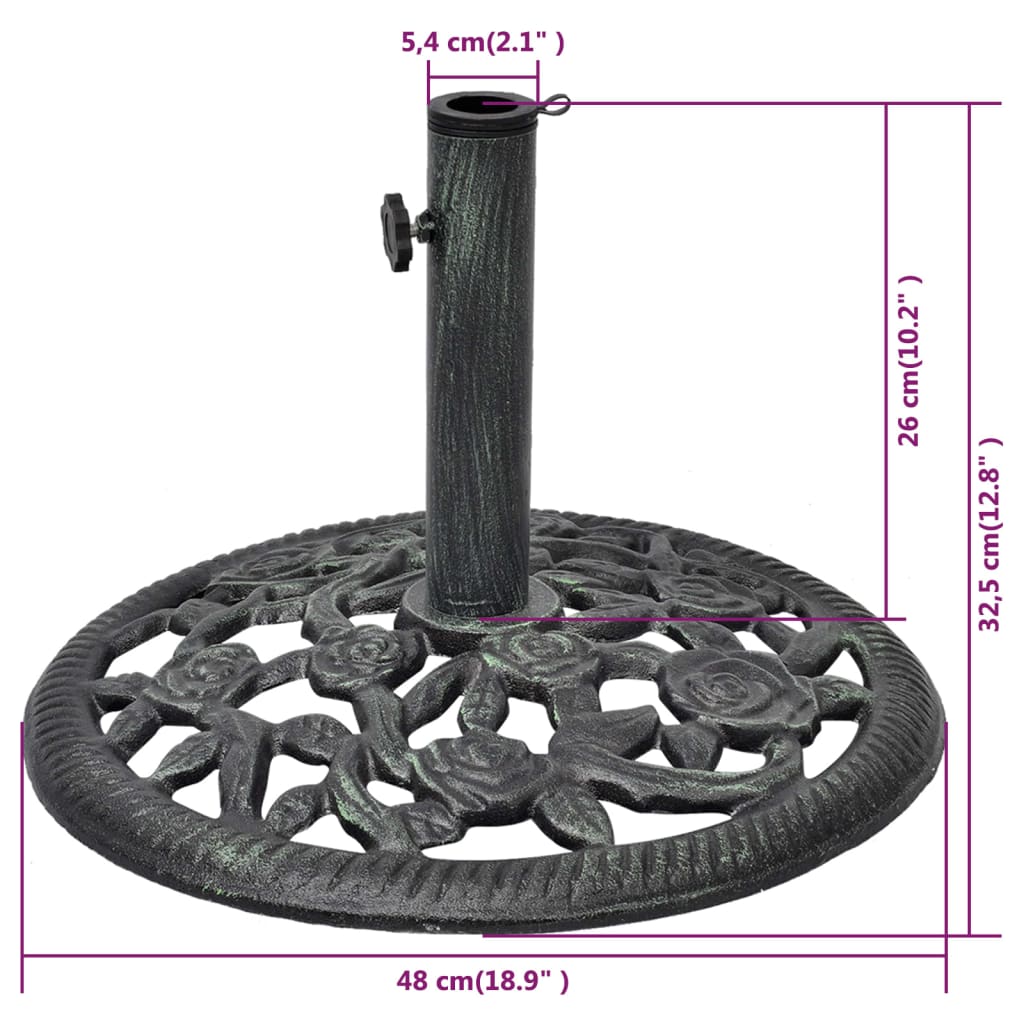 Sonnenschirmständer Gusseisen 12 Kg 48 Cm Schwarz und grün 48 x 48 x 32.5 cm - Fuer Daheim