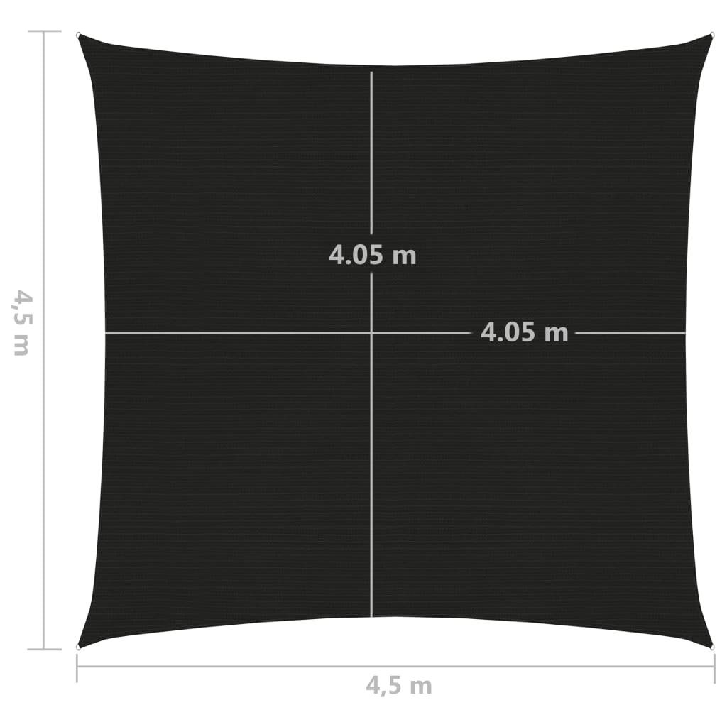 Sonnensegel 160 G/M² Schwarz 4,5X4,5 M Hdpe 4.5 x 4.5 m - Fuer Daheim