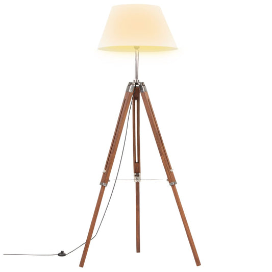 Stativlampe Honigbraun Und Weiß Teak Massivholz 141 Cm - Fuer Daheim