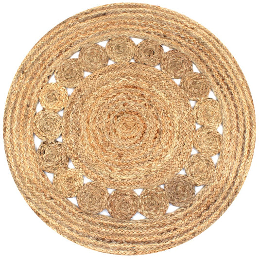 Teppich Flechtmuster Jute 90 Cm Rund - Fuer Daheim