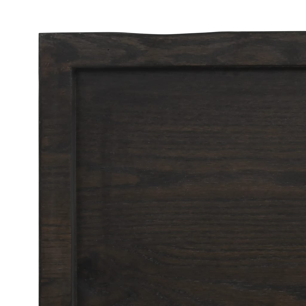 Tischplatte 100X40X4 Cm Massivholz Eiche Behandelt Baumkante Dunkelgrau 100 x 40 x 4 cm - Fuer Daheim