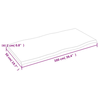 Tischplatte 100X50X2 Cm Massivholz Eiche Behandelt Baumkante Dunkelgrau 100 x 50 x 2 cm - Fuer Daheim