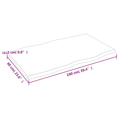 Tischplatte 100X60X2 Cm Massivholz Eiche Behandelt Baumkante Dunkelgrau 100 x 60 x 2 cm - Fuer Daheim