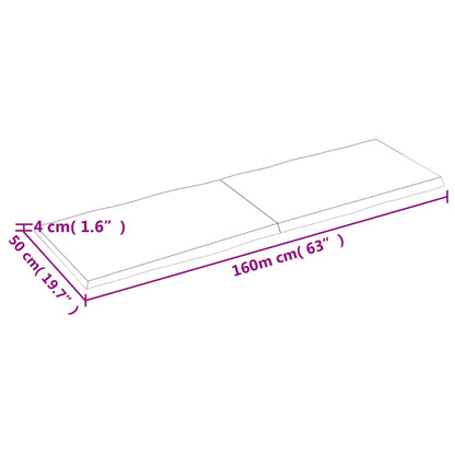 Tischplatte 160X50X4 Cm Massivholz Eiche Unbehandelt Baumkante Natur 160 x 50 x 4 cm - Fuer Daheim