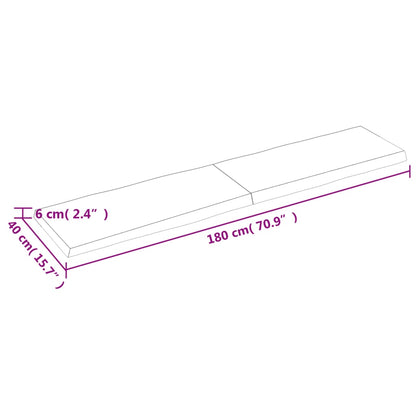 Tischplatte 180X40X6 Cm Massivholz Eiche Unbehandelt Baumkante Natur 180 x 40 x 6 cm - Fuer Daheim