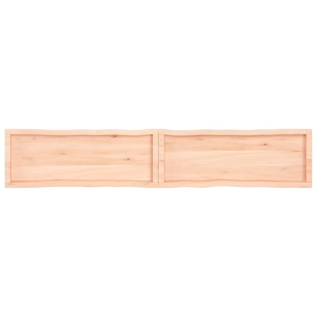 Tischplatte 220X40X4 Cm Massivholz Eiche Unbehandelt Baumkante Natur 220 x 40 x 4 cm - Fuer Daheim