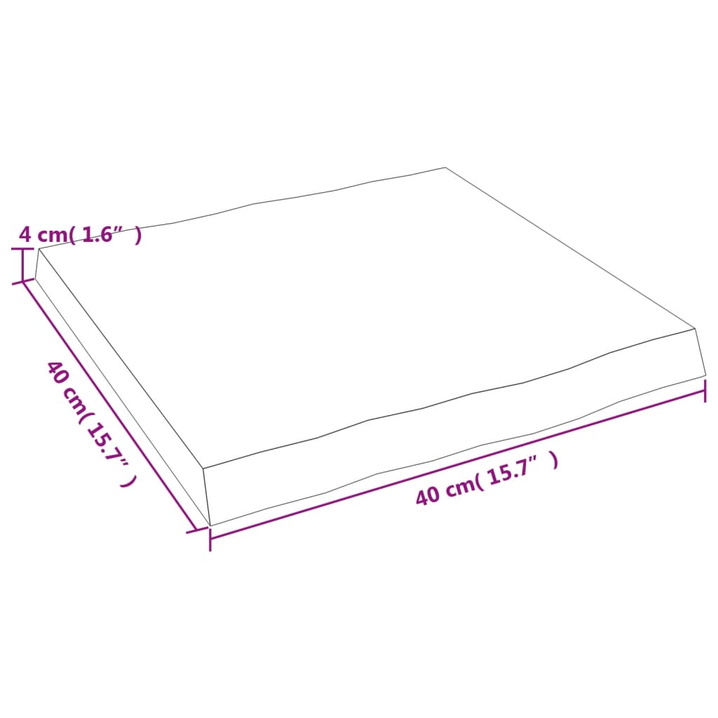 Tischplatte 40X40X4 Cm Massivholz Eiche Behandelt Baumkante Dunkelgrau 40 x 40 x 4 cm - Fuer Daheim