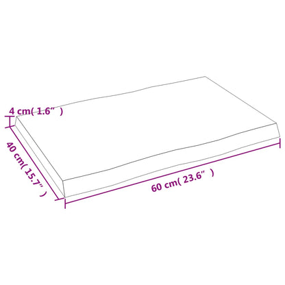 Tischplatte 60X40X4 Cm Massivholz Eiche Behandelt Baumkante Hellbraun 60 x 40 x 4 cm - Fuer Daheim