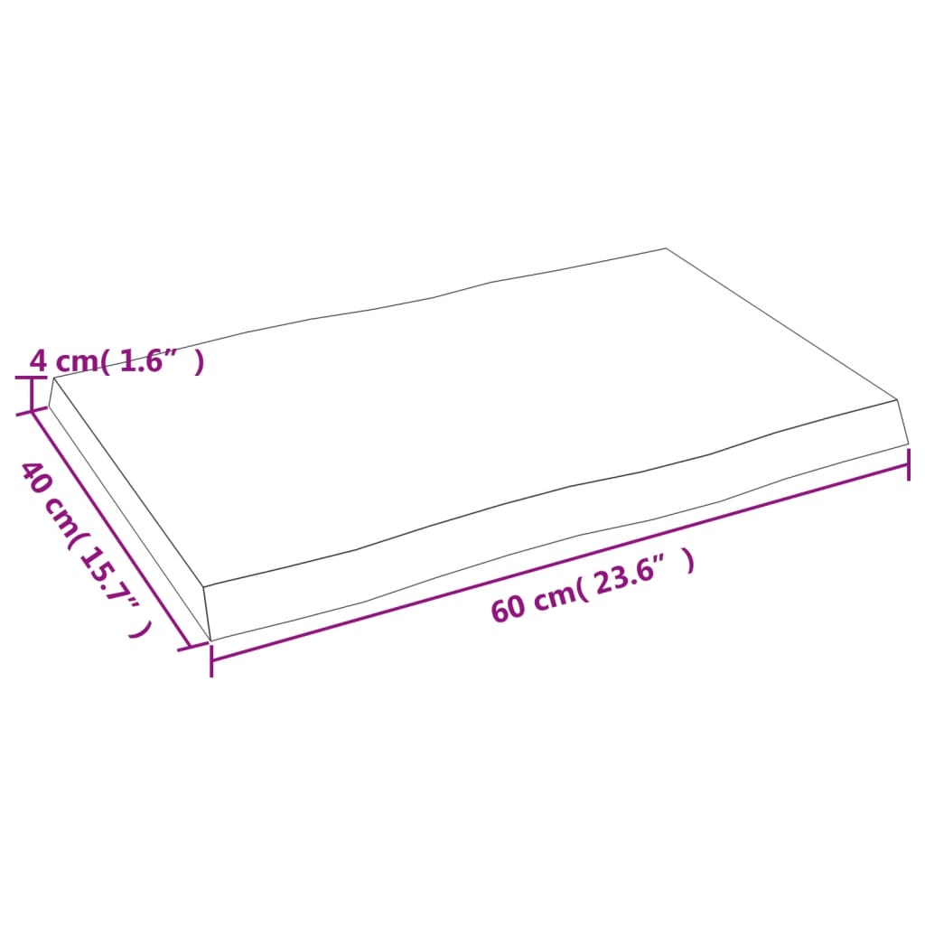 Tischplatte 60X40X4 Cm Massivholz Eiche Unbehandelt Baumkante Natur 60 x 40 x 4 cm - Fuer Daheim