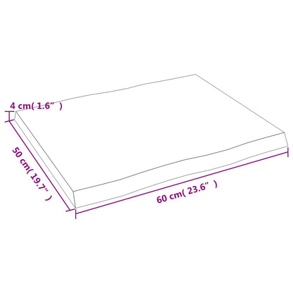 Tischplatte 60X50X4 Cm Massivholz Eiche Unbehandelt Baumkante Natur 60 x 50 x 4 cm - Fuer Daheim