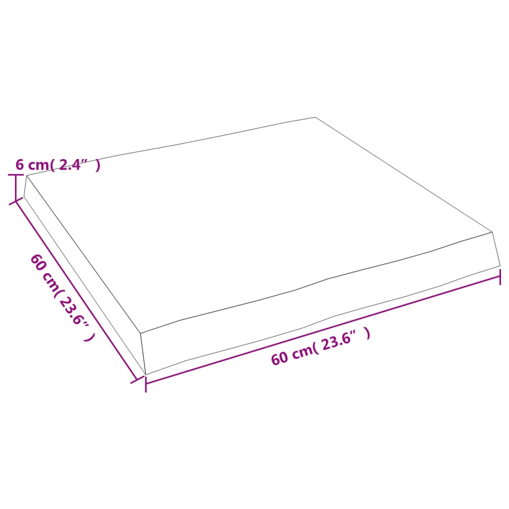 Tischplatte 60X60X6 Cm Massivholz Eiche Unbehandelt Baumkante Natur 60 x 60 x 6 cm - Fuer Daheim