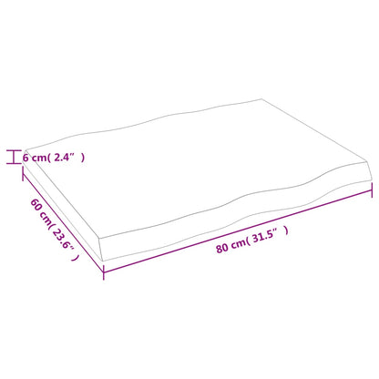 Tischplatte 80X60X6 Cm Massivholz Eiche Behandelt Baumkante Dunkelgrau 80 x 60 x 6 cm - Fuer Daheim